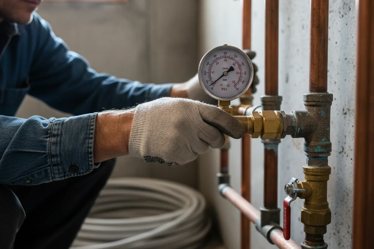 Pressure testing a repaired line during Water Line Repair in Canandaigua